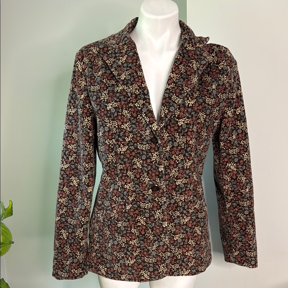L.L. Bean Corduroy Patterned Fitted Jacket Lined size 10